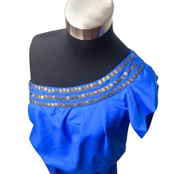 Angie One Shoulder Royal Blue Mini Dress Size Medium - Picture 5 of 16